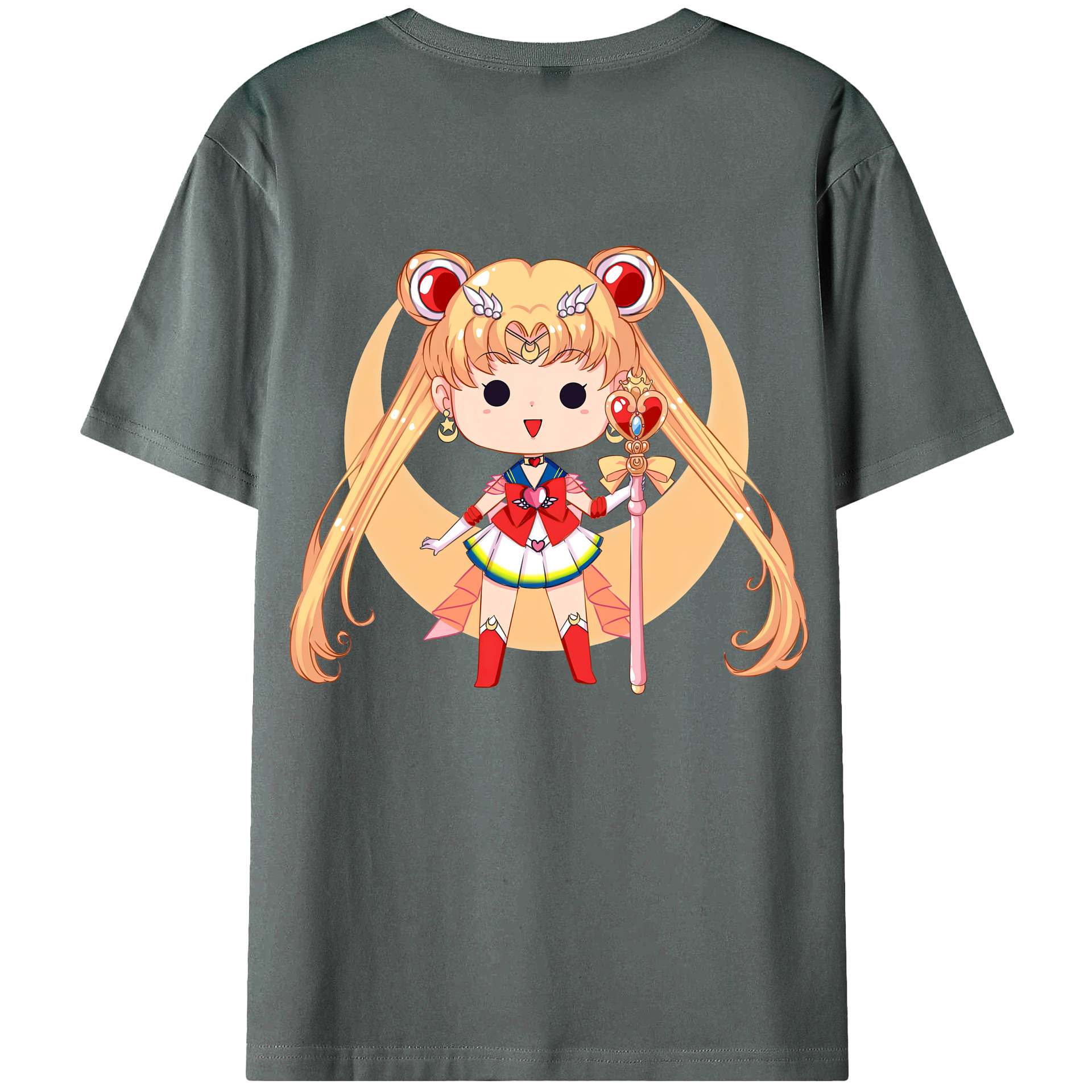 （画像用） 美少女戦士セーラームーン 月野 うさぎ つきの うさぎ Sailor Moon Tsukino Usagi 綿100％ メンズ半袖Tシャツ（バックプリント） 通気性